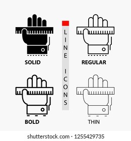 Education, hand, learn, learning, ruler Icon in Thin, Regular, Bold Line and Glyph Style. Vector illustration
