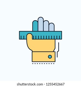 Education, hand, learn, learning, ruler Flat Icon. green and Yellow sign and symbols for website and Mobile appliation. vector illustration