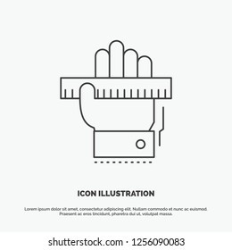 Education, hand, learn, learning, ruler Icon. Line vector gray symbol for UI and UX, website or mobile application