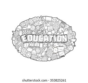 Education - Hand Lettering and Doodles Elements Sketch. Vector illustration