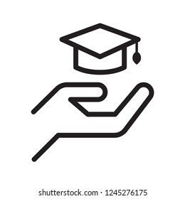 Education in hand. Simple flat design. Isolate on white background.
