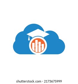 Education hat finance cloud shape concept logo design vector icon. Education logo design and investment logo.