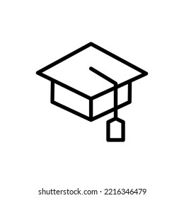 Education hat line icon. University, teacher, textbook, distance learning, student, lecture, couple. Learning concept. Vector black line icon on a white background