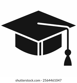 Education hat silhouette vector on white background.