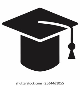 Education hat silhouette vector on white background.