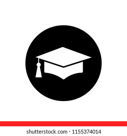 Education hat vector icon, graduation symbol. Simple, flat design for web or mobile app