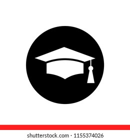 Education hat vector icon, graduation symbol. Simple, flat design for web or mobile app