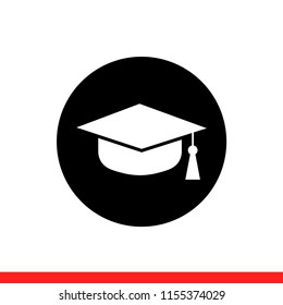 Education hat vector icon, graduation symbol. Simple, flat design for web or mobile app