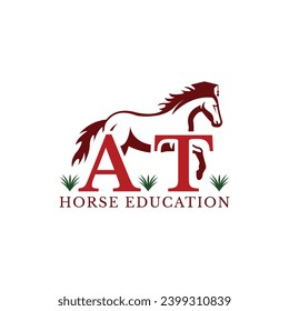 Education Horse AT Letter Logo. Simple and modern. Suitable for any industry, especially those related to horses.