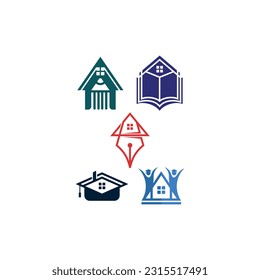 Education House set vector logo design template, education icon or logo isolated sign symbol vector illustration