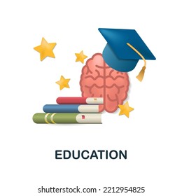 Education icon. 3d illustration from brain procces collection. Creative Education 3d icon for web design, templates, infographics and more