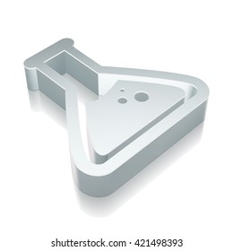 Education icon: 3d metallic Flask with reflection on White background, EPS 10 vector illustration.