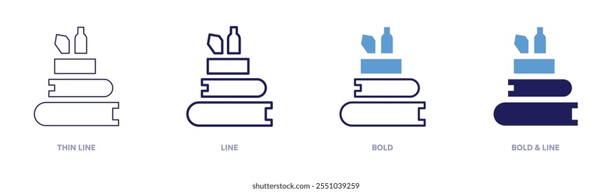 Education icon in 4 different styles. Thin Line, Line, Bold, and Bold Line. Duotone style. Editable stroke.