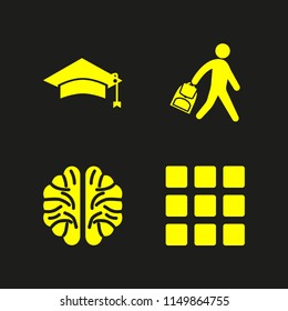 education icon. 4 education set with grid, student and brain vector icons for web and mobile app