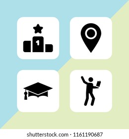 education icon. 4 education set with marker, student and podium vector icons for web and mobile app