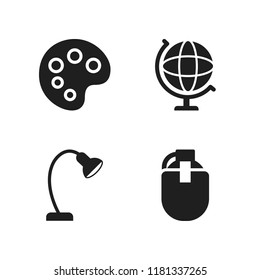 education icon. 4 education vector icons set. canteen, study lamp and globe icons for web and design about education theme