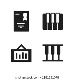 education icon. 4 education vector icons set. presentation, piano and diploma icons for web and design about education theme