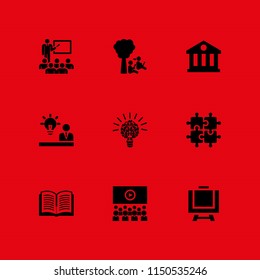education icon. 9 education set with brain, reading, art and toy vector icons for web and mobile app