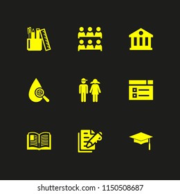 education icon. 9 education set with graduation cap, video web, child and university vector icons for web and mobile app