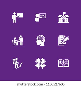 education icon. 9 education set with school, toy, brain and pen vector icons for web and mobile app
