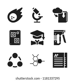 education icon. 9 education vector icons set. organization, speaker and microscope icons for web and design about education theme