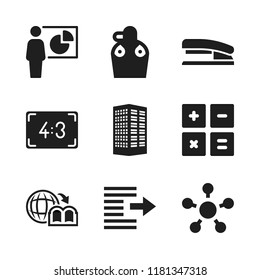 education icon. 9 education vector icons set. right indent, organization and canteen icons for web and design about education theme