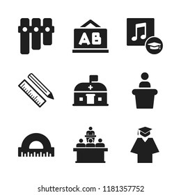 education icon. 9 education vector icons set. graduations music, university class and nursery icons for web and design about education theme