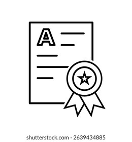 education icon. Achievement Badge. Certificate with ribbon and gold star. smart, learning, clever. Outline design style