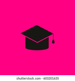Education icon. Black icon on pink background