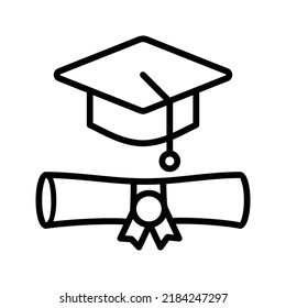 education icon black outline vector isolated on white background