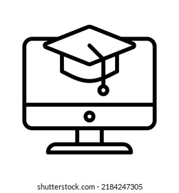 icono de educación vector de contorno negro aislado en fondo blanco