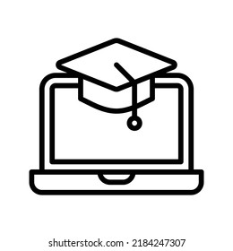 education icon black outline vector isolated on white background