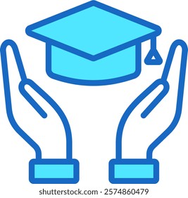 Education Icon Blue Color Vector Illustration