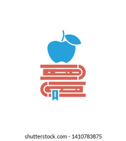 Education icon- Book with apple learning related vector sign and symbol
