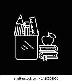 Education icon- book apple with pencil education related vector sign and symbol.