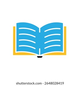 education icon. book or ebook. open book with writing inside. smart, learning, clever. flat design style