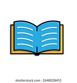 education icon. book or ebook. open book with writing inside. smart, learning, clever. isometric design style