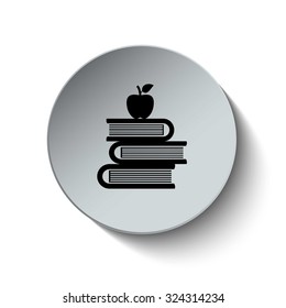 Education icon. Books icon. Rounded button. Vector Illustration. EPS10