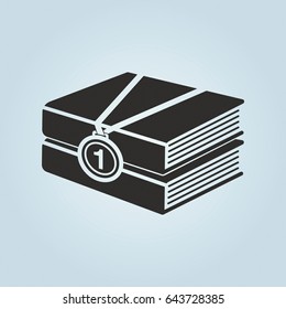 Education icon. Books and winner medal symbol. Vector illustration.