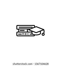 Education icon- education cap with the book. Flat style vector illustration.