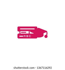 Education icon- education cap with the book. Flat style vector illustration.