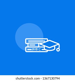 Education icon- education cap with the book. Flat style vector illustration.