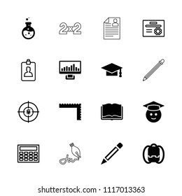 Education icon. collection of 16 education filled and outline icons such as ruler, graduation cap, backpack, graduate emoji, dna. editable education icons for web and mobile.