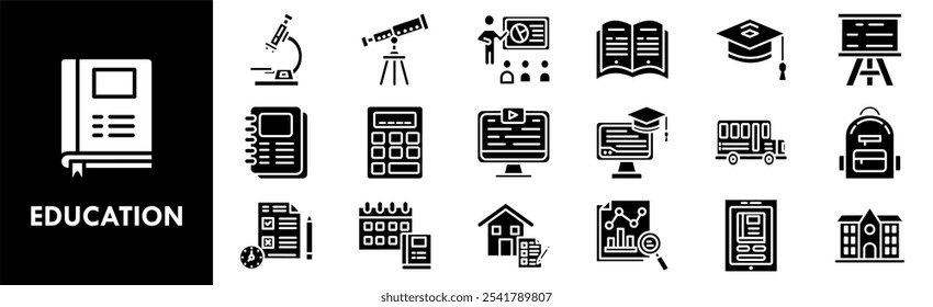 Education icon collection set. Containing design education, study, school, book, online, knowledge