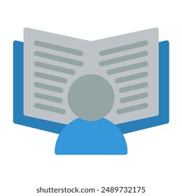 education icon color or logo illustration flat color blue style	