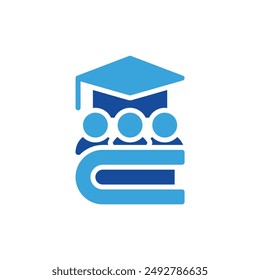 education icon color or logo illustration glyph color blue style