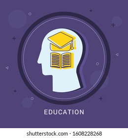 Education icon concept with human head