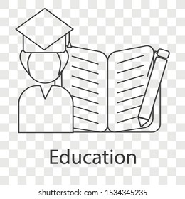 Education icon concept on transparency background. Creative idea design for decoration template, web page, brochure, presentation. Line vector illustration use for your project.