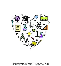 education icon creative object forming a heart image vector