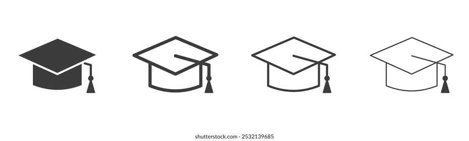Education icon in fill and three stroke sizes